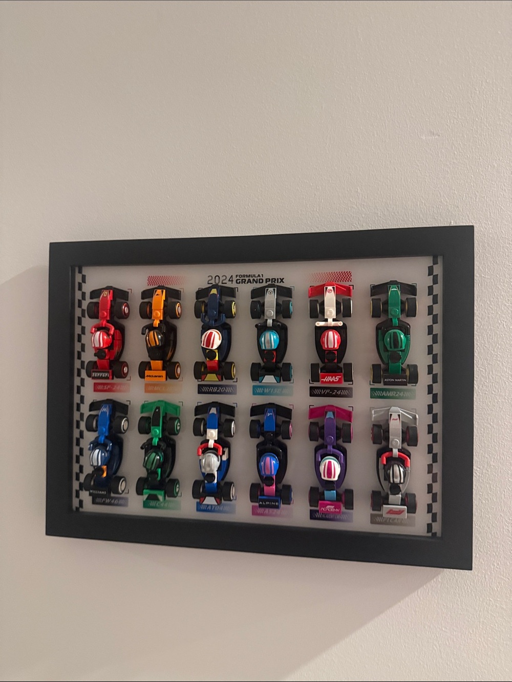 Lego Black Framed Multicolor Formula Car Wall Display
